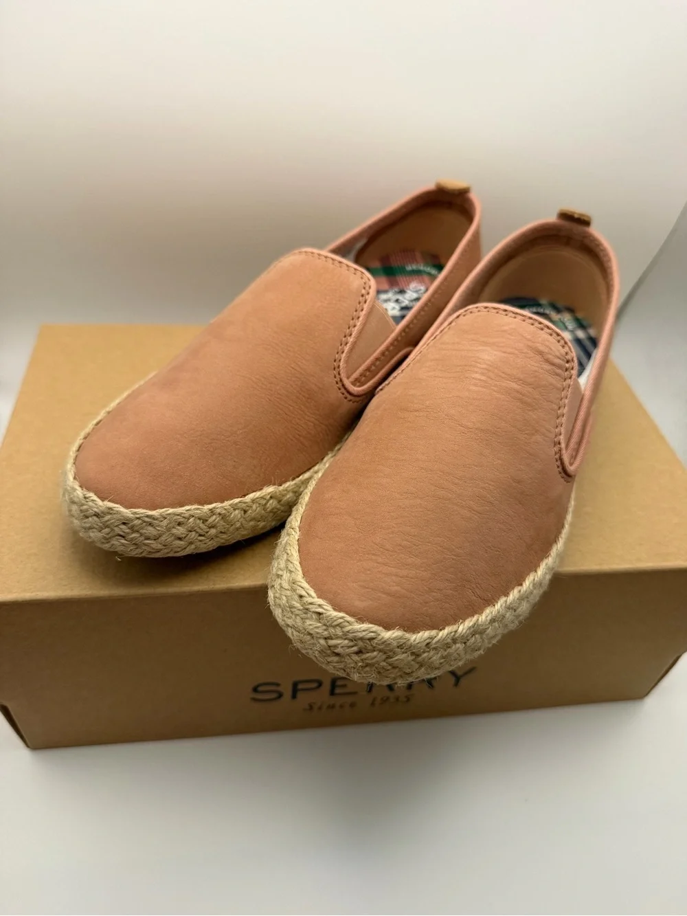 New in Box Sperry Women's Size 5 Blush Pink Sailor Espadrilles Summer Hemp